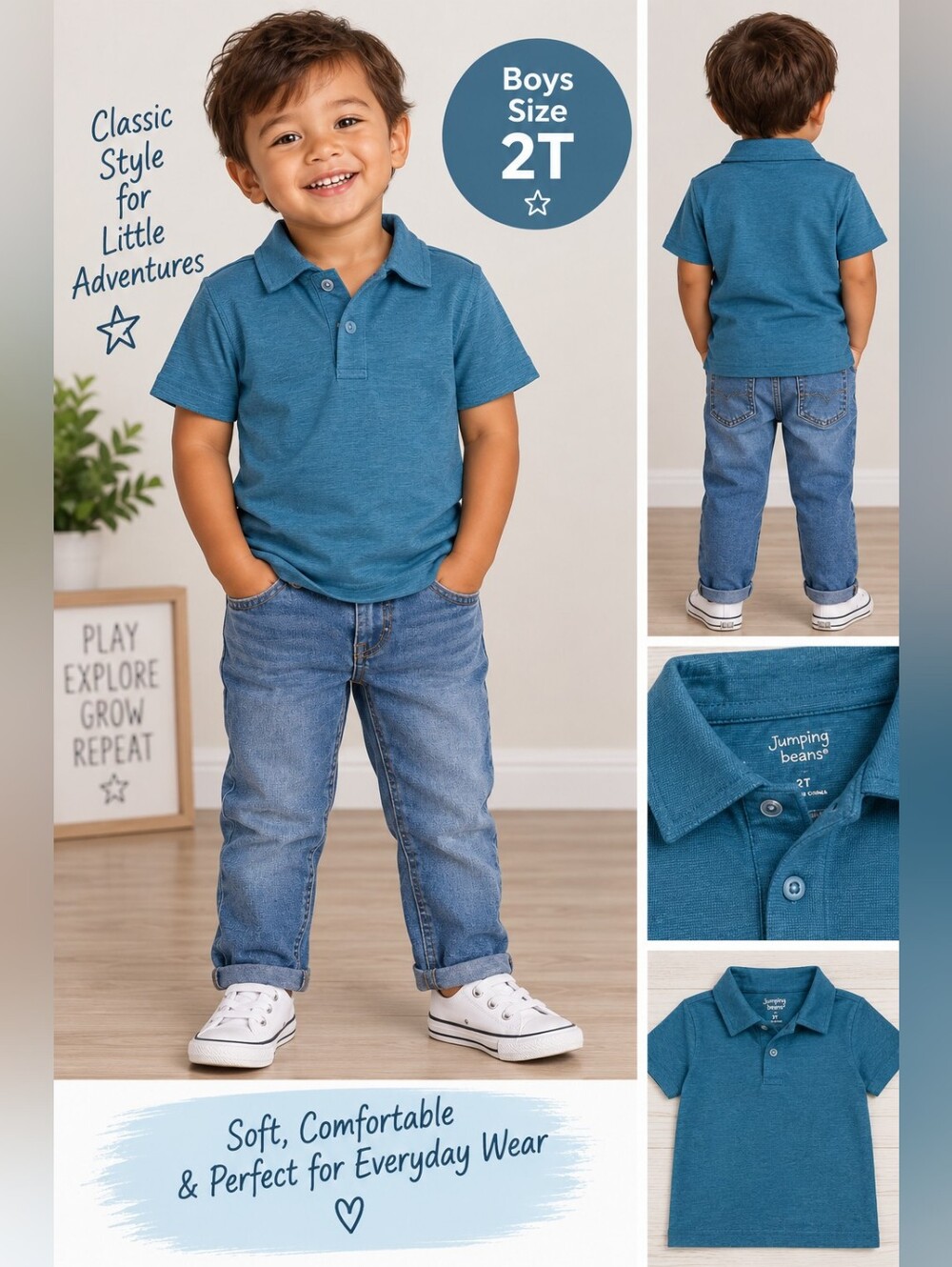 Jumping Beans boys 2T blue polo shirt #28